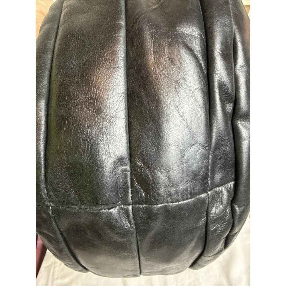 Badgley Mischka Black Leather Carina Hobo Shoulder Bag
